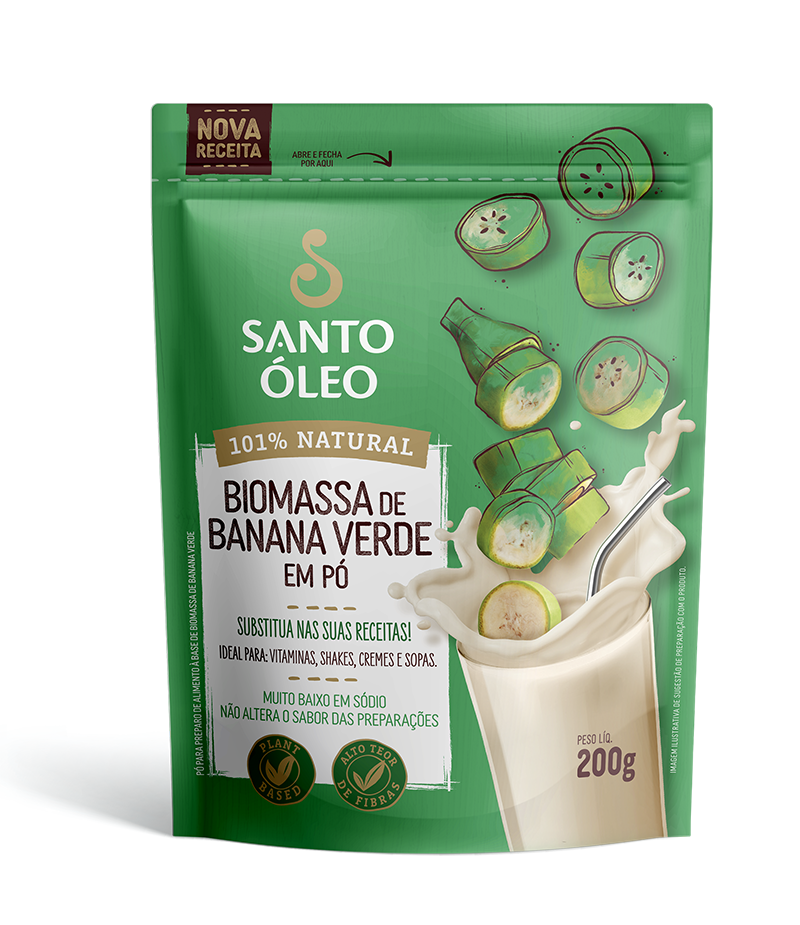 Biomassa de banana verde em Pó Santo Óleo